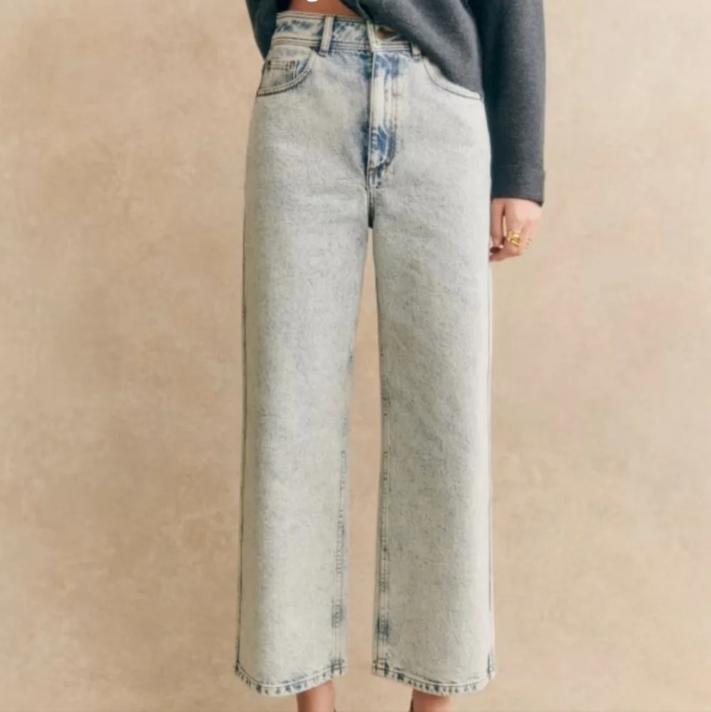 Sézane Le Crop Blue Edge Jeans | French Girl Style I VGUC, size 36 4US - Picture 2 of 13